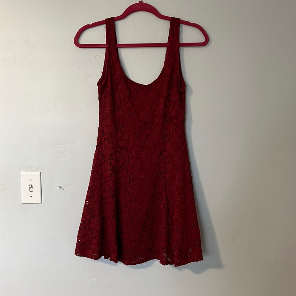 Red floral mini dress
